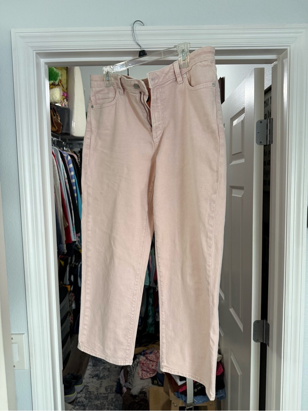 Lands' End Straight-Leg Jeans in Pale Pink